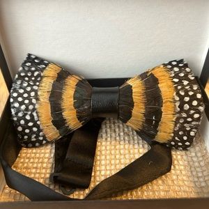 Handmade feather bow tie